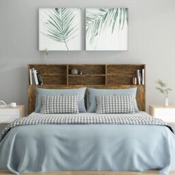 Berkfield Home Headboard Cabinet Smoked Oak 160x19x103.5 cm in Brown - thumbnail 3