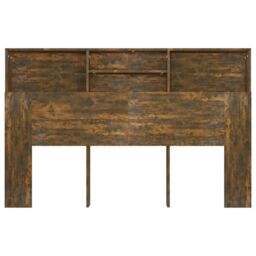 Berkfield Home Headboard Cabinet Smoked Oak 160x19x103.5 cm in Brown - thumbnail 5