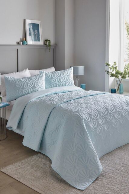 Serene 'Cavali' Pinsonic Microfibre Duvet Cover Set in Duck Egg Blue - Size: Double - image 1