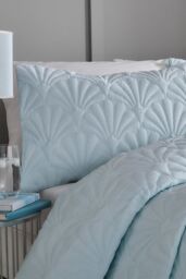 Serene 'Cavali' Pinsonic Microfibre Duvet Cover Set in Duck Egg Blue - Size: Double - thumbnail 2