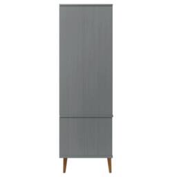 Berkfield Home Wardrobe MOLDE Grey 90x55x175 cm Solid Wood Pine - Size: 90 x 55 x 175 cm - thumbnail 6