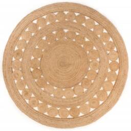 Berkfield Home Soft Area Rug Braided Design Jute 180 cm Round in Beige - Size: 100 cm diameter - thumbnail 2