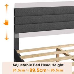 SPETLEK 3FT Linen Upholstered Single Bed in Grey - Size: Double - thumbnail 3
