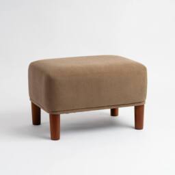 Scottish Everlastings Ltd Taupe Cord Foot Stool with Dark Legs - thumbnail 3
