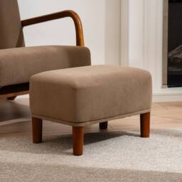 Scottish Everlastings Ltd Taupe Cord Foot Stool with Dark Legs
