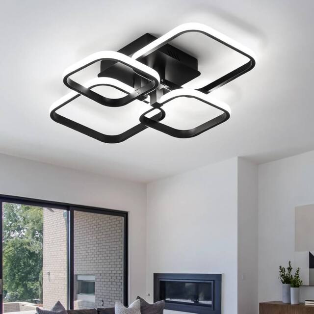 Goeco LED Ceiling Light, 60 W, 6500K, Black, for Kitchen, Office, Bedroom in Black - image 1