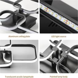 Goeco LED Ceiling Light, 60 W, 6500K, Black, for Kitchen, Office, Bedroom in Black - thumbnail 6