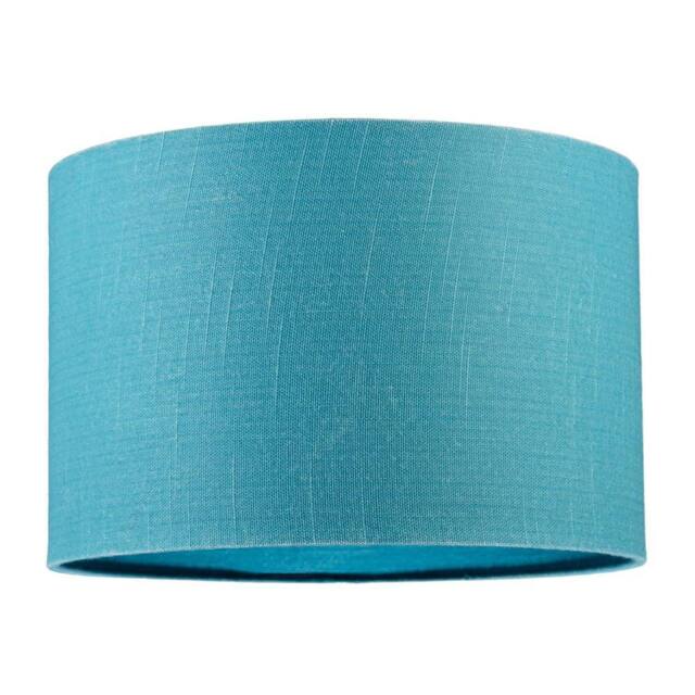 Happy Homewares Designer Coastal Waters Teal Textured Linen Fabric Circular Lamp Shade in Turquoise - Size: 12 inches - image 1