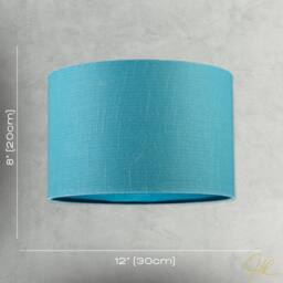 Happy Homewares Designer Coastal Waters Teal Textured Linen Fabric Circular Lamp Shade in Turquoise - Size: 12 inches - thumbnail 7