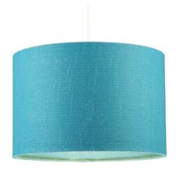 Happy Homewares Designer Coastal Waters Teal Textured Linen Fabric Circular Lamp Shade in Turquoise - Size: 12 inches - thumbnail 2