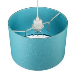 Happy Homewares Designer Coastal Waters Teal Textured Linen Fabric Circular Lamp Shade in Turquoise - Size: 12 inches - thumbnail 3