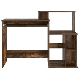 Berkfield Home Desk with Storage Smoked Oak 120.5x44x88.5 cm Engineered Wood in Brown - thumbnail 5