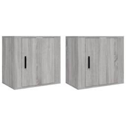 Berkfield Home Elegant Wall-mounted Bedside Cabinets 2 pcs Grey Sonoma 50x30x47 cm - Size: 50 x 30 x 47 cm - thumbnail 3