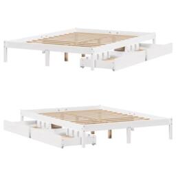 Berkfield Home Full Bed Frame without Mattress White 160x200 cm Solid Wood Pine - thumbnail 9