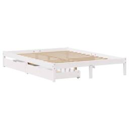 Berkfield Home Full Bed Frame without Mattress White 160x200 cm Solid Wood Pine - thumbnail 1