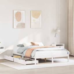 Berkfield Home Full Bed Frame without Mattress White 160x200 cm Solid Wood Pine - thumbnail 2