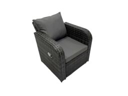 Fimous Rattan Garden Furniture Dining Set 6-seater with Big Footstool in Dark Grey - thumbnail 5