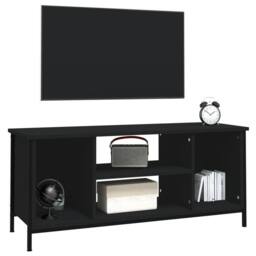 Berkfield Home TV Cabinet Black 102x35x45 cm Engineered Wood - Size: 102 x 35 x 45 cm - thumbnail 4