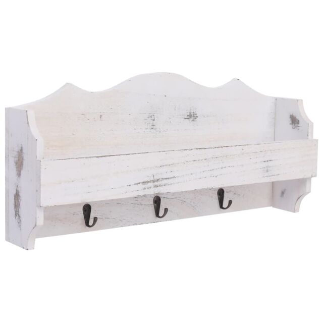 Berkfield Home Wall Mounted Coat Rack White 50x10x23 cm Wood - Size: 50 x 10 x 23 cm - image 1