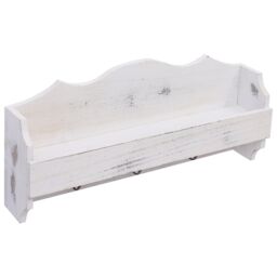 Berkfield Home Wall Mounted Coat Rack White 50x10x23 cm Wood - Size: 50 x 10 x 23 cm - thumbnail 2