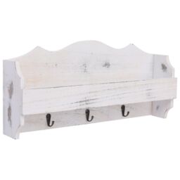 Berkfield Home Wall Mounted Coat Rack White 50x10x23 cm Wood - Size: 50 x 10 x 23 cm - thumbnail 1