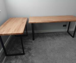 TRL Handmade Furniture Staved Oak Office Desk - Natural in Light Oak - Size: 120 cm x 45 cm - thumbnail 4