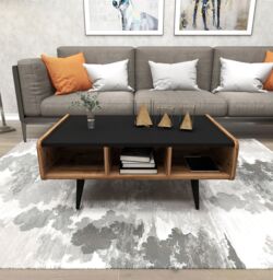 Destina Home Farelle Modern Coffee Table, Storage Shelves, 40 H x 90 W x 56 cm D in Dark Brown - Size: 1 Pack - thumbnail 3