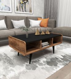 Destina Home Farelle Modern Coffee Table, Storage Shelves, 40 H x 90 W x 56 cm D in Dark Brown - Size: 1 Pack - thumbnail 4