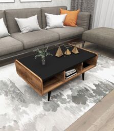 Destina Home Farelle Modern Coffee Table, Storage Shelves, 40 H x 90 W x 56 cm D in Dark Brown - Size: 1 Pack - thumbnail 5