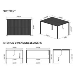 Primrose Living Deluxe Charcoal Veranda with Louvered Shutter Roof 3m x 4m in Dark Grey - thumbnail 4