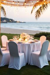 Neel Blue Pack of 10 Dining Chair Slipcover, Premium Spandex Chair Cover in White - thumbnail 5