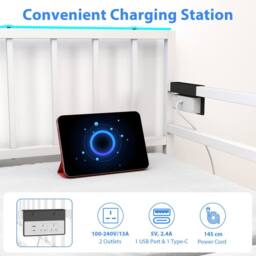 Costway Single Size Daybed with Charging Station & LED Lights in White - thumbnail 9
