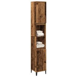 Berkfield Home Durable Bathroom Cabinet Old Wood 30x30x190 cm Engineered Wood in Brown - Size: 30 x 30 x 190 cm