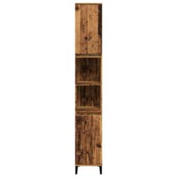 Berkfield Home Durable Bathroom Cabinet Old Wood 30x30x190 cm Engineered Wood in Brown - Size: 30 x 30 x 190 cm - thumbnail 5