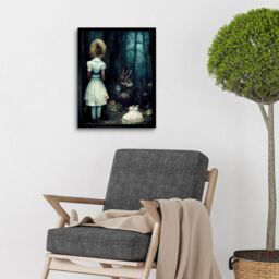 "Artery8 Wall Art Print Alice In Wonderland Fantasy Forest Friends Art Framed in Black - Size: W12"" x H16""" - thumbnail 2