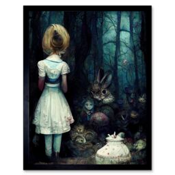 "Artery8 Wall Art Print Alice In Wonderland Fantasy Forest Friends Art Framed in Black - Size: W12"" x H16""" - thumbnail 1