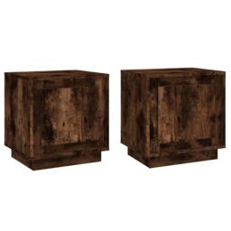 Berkfield Home Bedside Cabinets 2 pcs Smoked Oak 44x35x45 cm Engineered Wood in Brown - Size: 44 x 35 x 45 cm - thumbnail 2