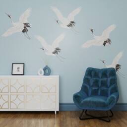Superfresco Easy Cranes in Flight Pale Blue Print To Order 3m x 2.8m Mural - thumbnail 1