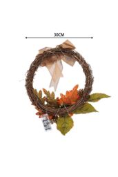 Living and Home D30cm Halloween Decoration Artificial Sunflower Wreath with Lights in Orange - thumbnail 6