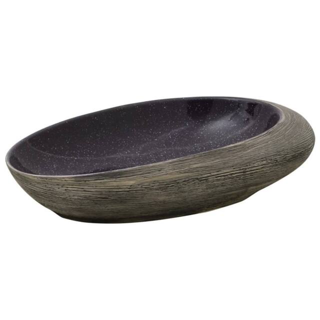 Berkfield Home Countertop Basin Purple & Grey Oval 59x40x14 cm Ceramic - Size: 59 x 40 x 14 cm - image 1
