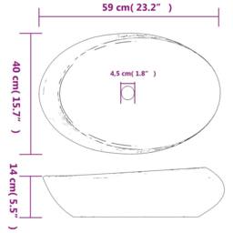Berkfield Home Countertop Basin Purple & Grey Oval 59x40x14 cm Ceramic - Size: 59 x 40 x 14 cm - thumbnail 8