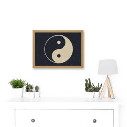 Artery8 Drawing Taoist Philosophy Yin Yang Black White Artwork Framed Wall Art Print A4 in Light Oak - thumbnail 2
