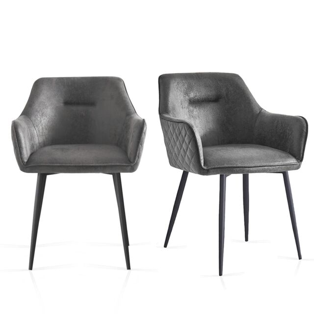 SONARA Modern Faux Suede Dining Chairs Sets 2/4 with Upholstered Armchairs in Grey - Size: 2 Pack - image 1