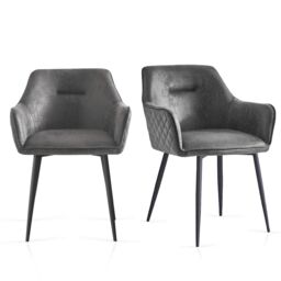 SONARA Modern Faux Suede Dining Chairs Sets 2/4 with Upholstered Armchairs in Grey - Size: 2 Pack - thumbnail 1