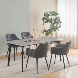 SONARA Modern Faux Suede Dining Chairs Sets 2/4 with Upholstered Armchairs in Grey - Size: 2 Pack - thumbnail 8