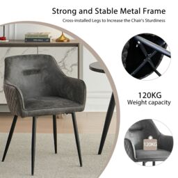SONARA Modern Faux Suede Dining Chairs Sets 2/4 with Upholstered Armchairs in Grey - Size: 2 Pack - thumbnail 6