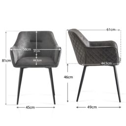 SONARA Modern Faux Suede Dining Chairs Sets 2/4 with Upholstered Armchairs in Grey - Size: 2 Pack - thumbnail 2