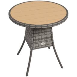 OUTSUNNY Outdoor PE Rattan Dining Table w/ Wood-plastic Composite Top, Natural - Size: 70 cm x 70 cm - thumbnail 2