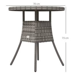 OUTSUNNY Outdoor PE Rattan Dining Table w/ Wood-plastic Composite Top, Natural - Size: 70 cm x 70 cm - thumbnail 3