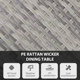 OUTSUNNY Outdoor PE Rattan Dining Table w/ Wood-plastic Composite Top, Natural - Size: 70 cm x 70 cm - thumbnail 4